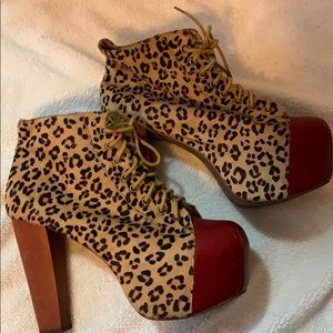 Jeffrey Campbell cheetah red heel boots sz 9